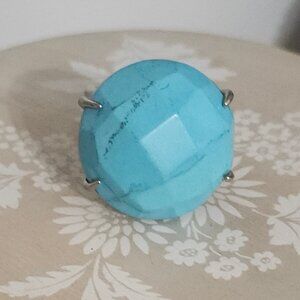 Kendra Scott Turquoise Blue Silver Statement Ring 7